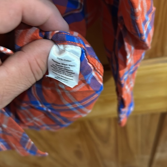 Talbots Women Long Sleeve Button Down Orangee Plaid Size Mp - Picture 4 of 5